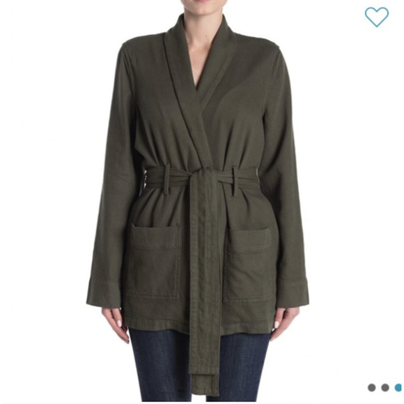 NWT Good American The Wrap Belted Jacket in Olive sz 0 - Picture 1 of 9